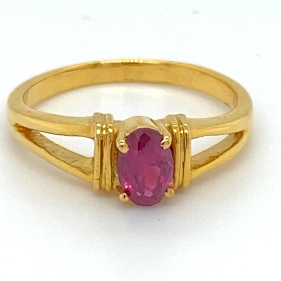 Mozambique Ruby .80ct Solid 18K Yellow Gold Ring - Picture 3 of 7